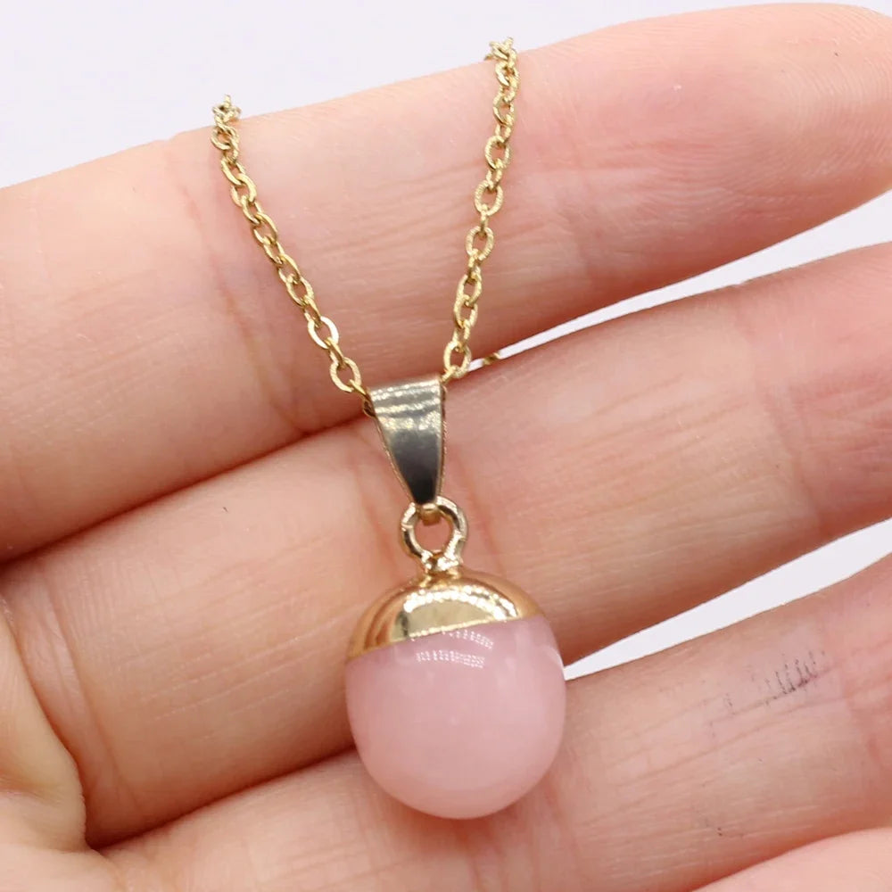 Collier Pendentif Pierre Naturelle Forme Haricot 40cm - Bijou Organique