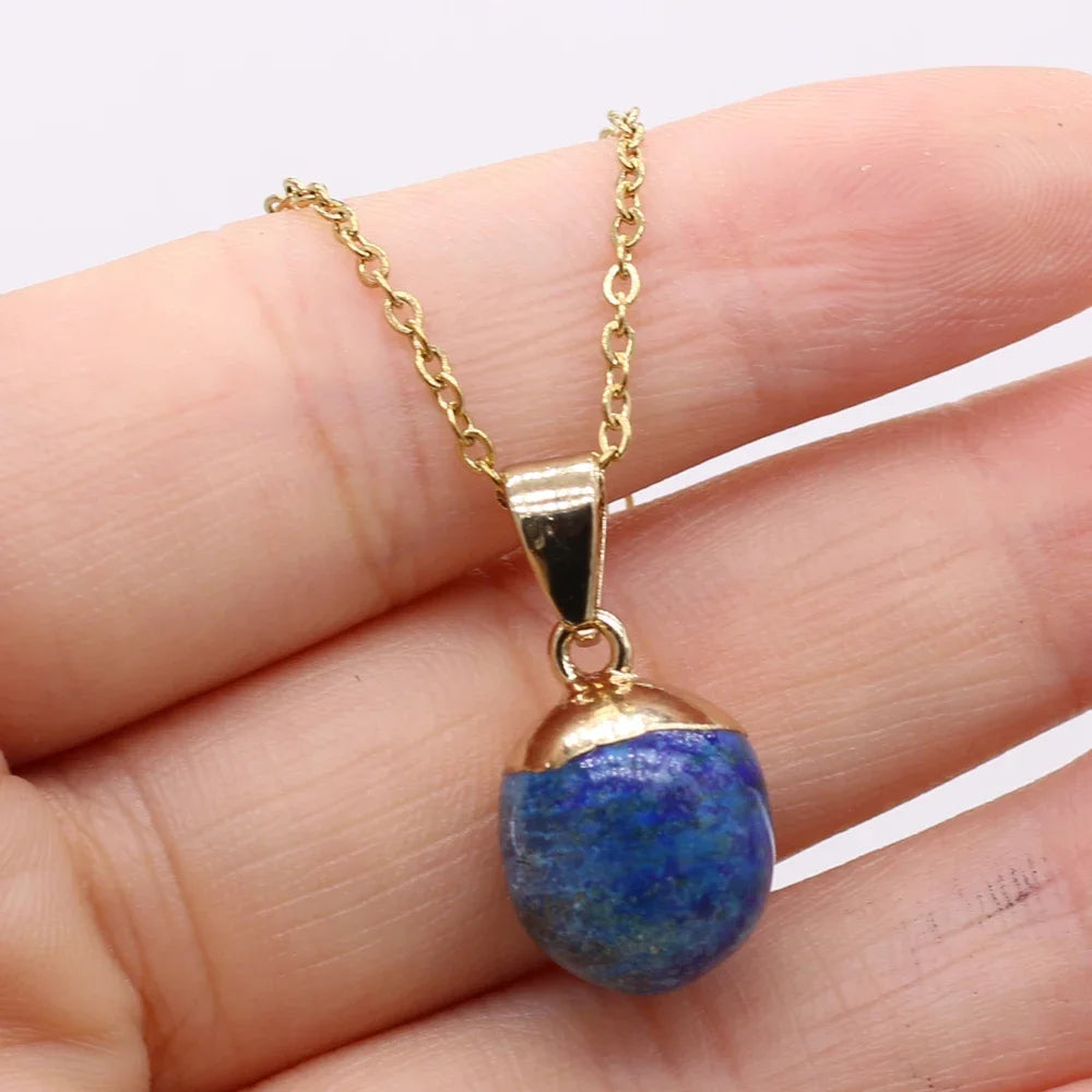 Collier Pendentif Pierre Naturelle Forme Haricot 40cm - Bijou Organique