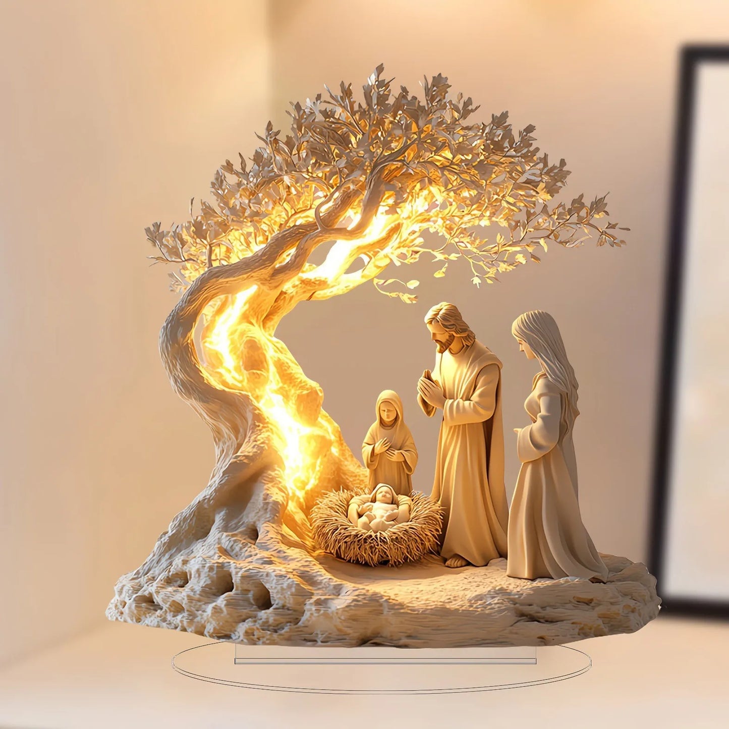 Statue Jésus Arbre de Vie Sécurisée - Décoration Bureau Familiale