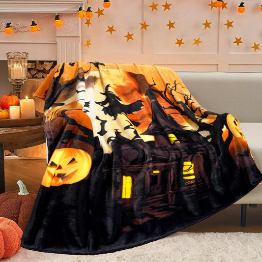 Couverture Halloween Flanelle Douce - Cocon Magique Automne 0.28kg