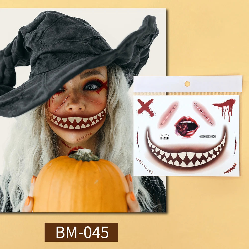 Faux Tatouages Cicatrices Halloween - Autocollants Temporaires Réalistes
