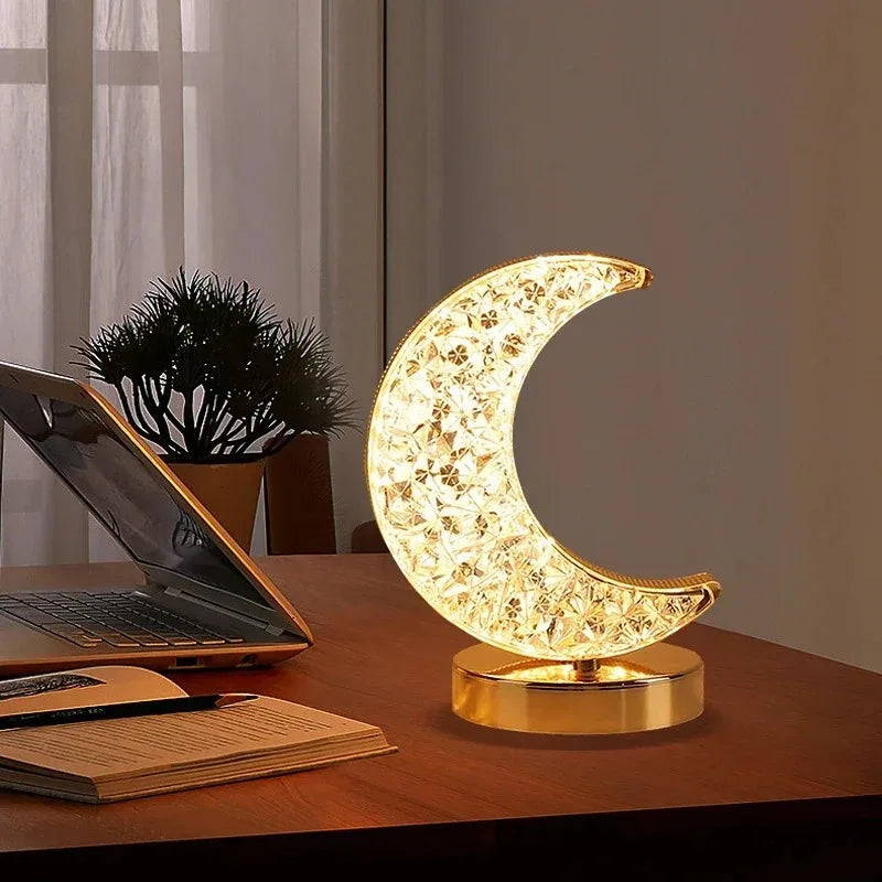 Lampe Chevet Tactile 3D LED Rechargeable USB Cristal