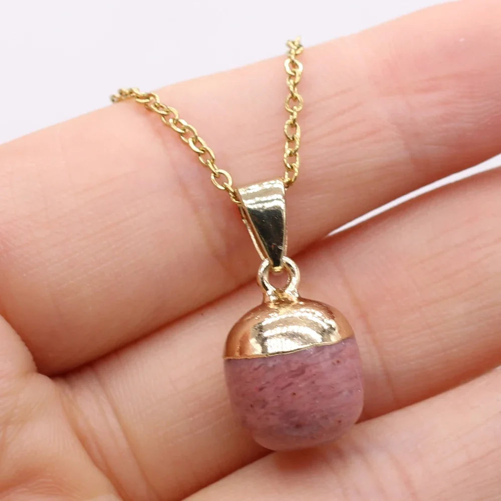 Collier Pendentif Pierre Naturelle Forme Haricot 40cm - Bijou Organique