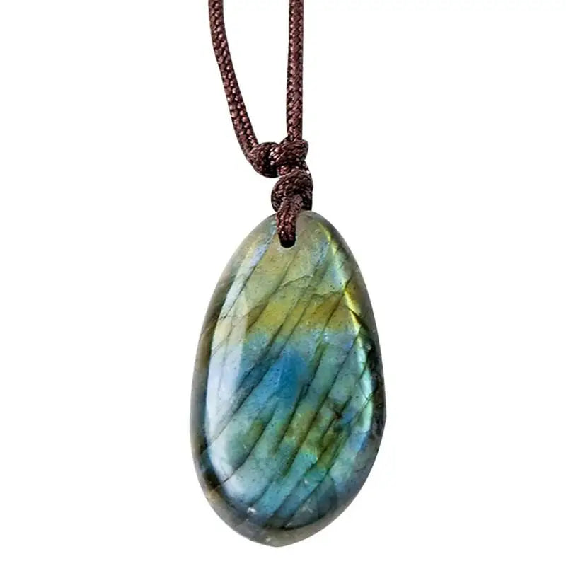 Collier Pendentif Labradorite Naturelle 30mm - Bijou Lithothérapie
