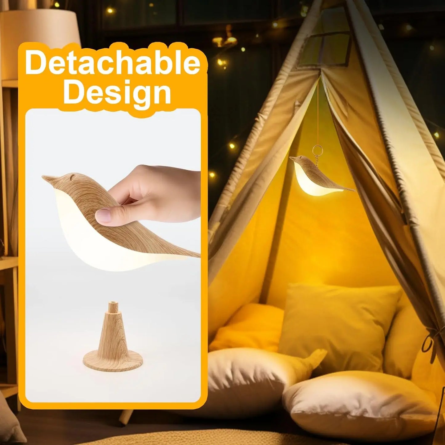 Lampe Bureau Enfant Sans Fil - Veilleuse Oiseau Tactile
