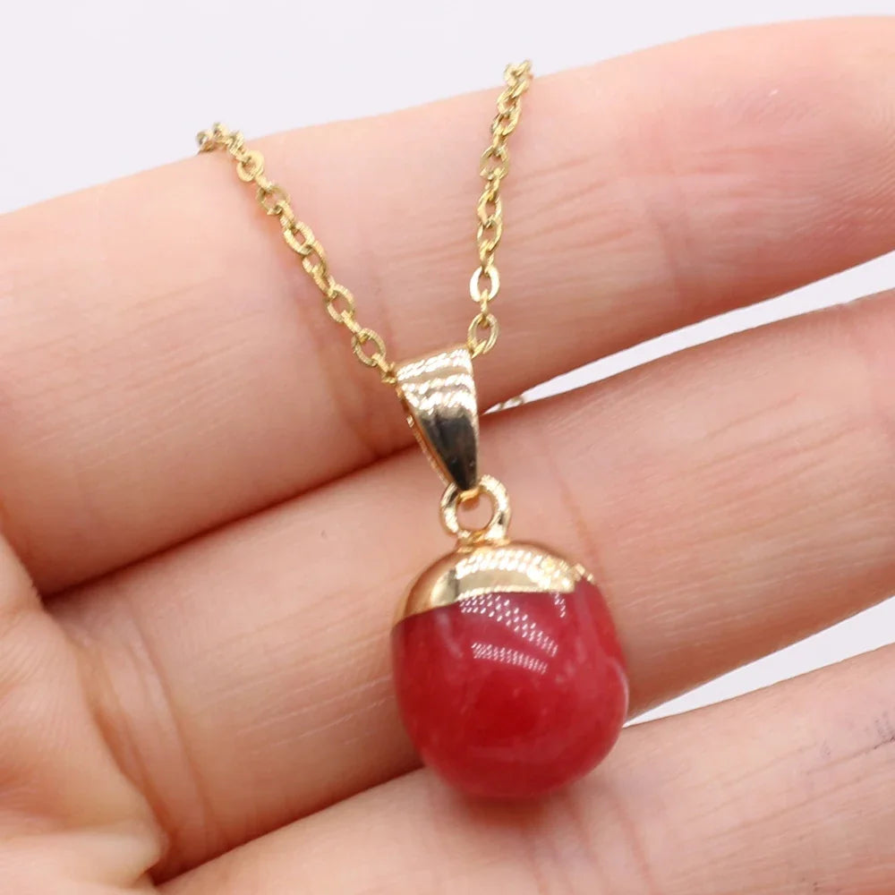 Collier Pendentif Pierre Naturelle Forme Haricot 40cm - Bijou Organique