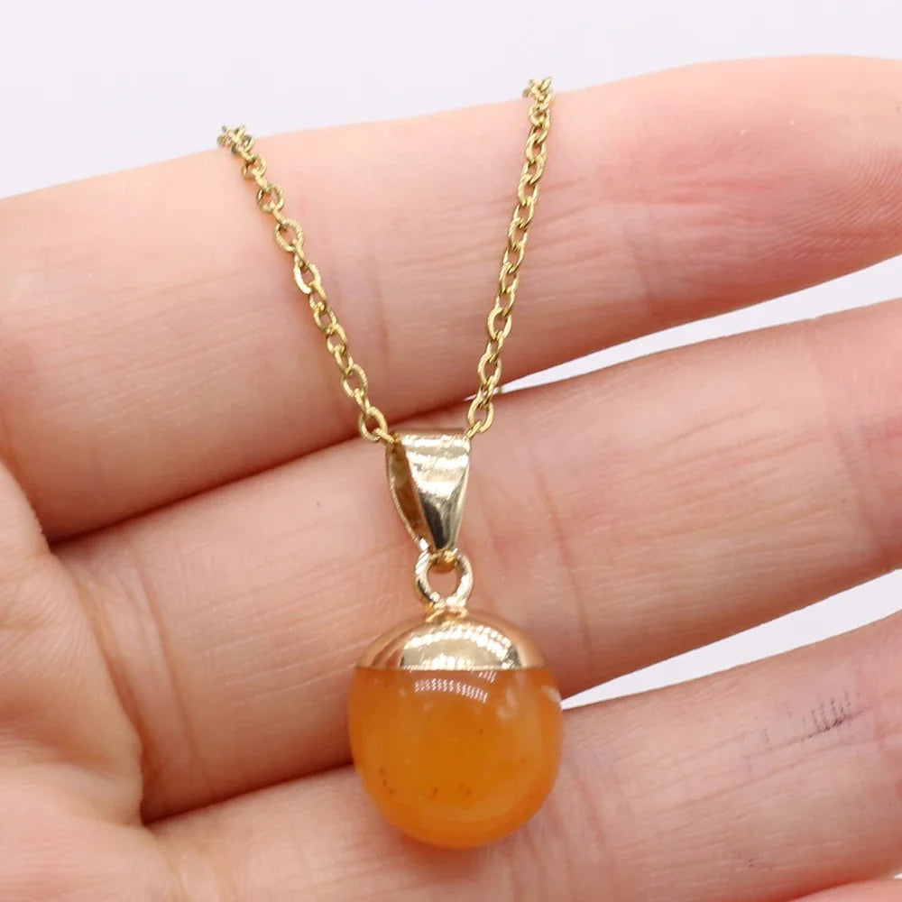Collier Pendentif Pierre Naturelle Forme Haricot 40cm - Bijou Organique