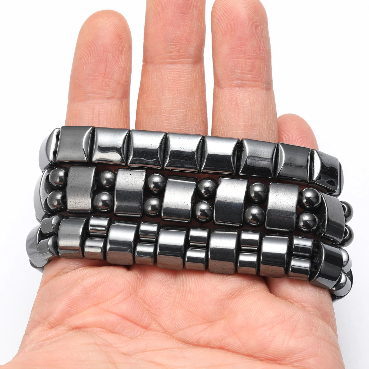 Bracelet Hématite Homme 18-19cm - Pierre Naturelle Magnétique