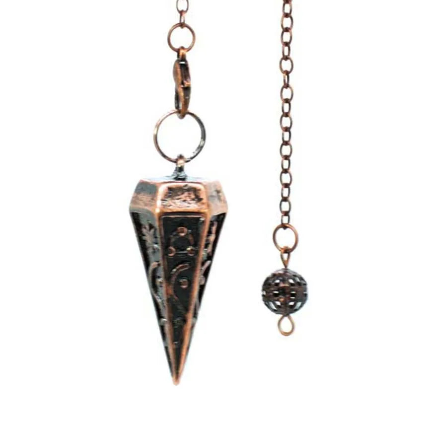 Pendule Rune en cuivre – Pendentif spirituel pour radiesthésie, chakras et Reiki