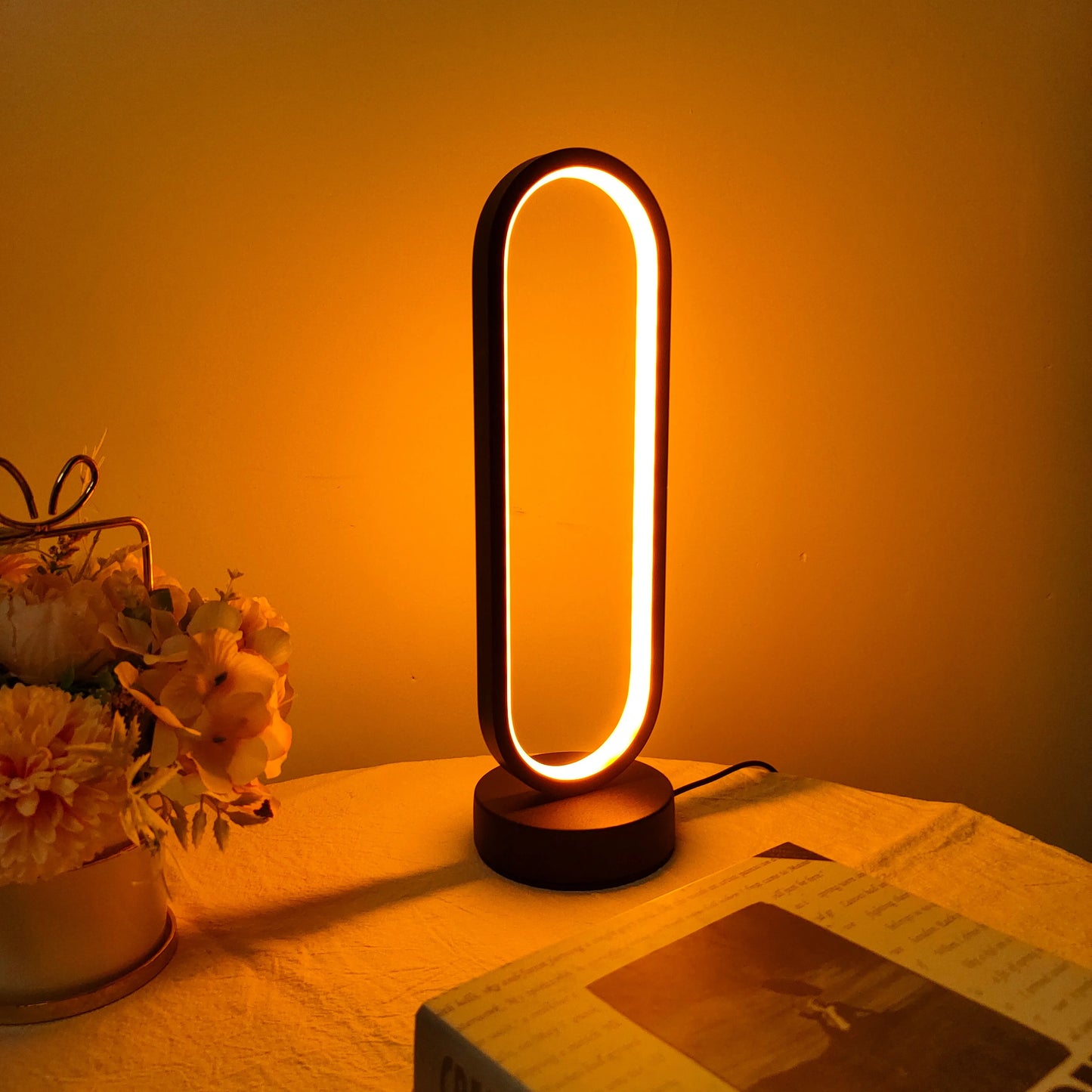 Lampe Chevet LED Anneau 3 Couleurs Gradation Tactile
