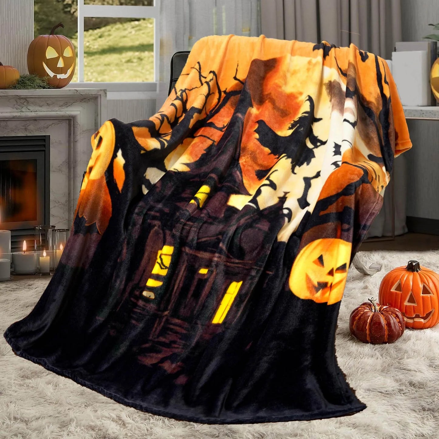 Couverture Halloween Flanelle Douce - Cocon Magique Automne 0.28kg