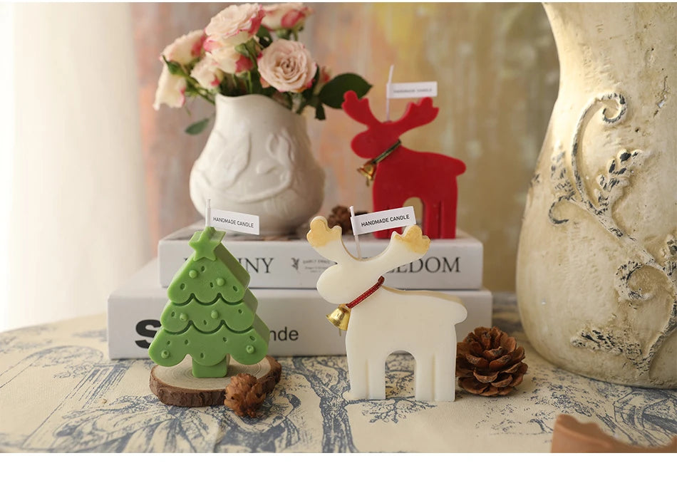 Bougie Cerf Noël Parfumée - Décoration Festive Aromathérapie