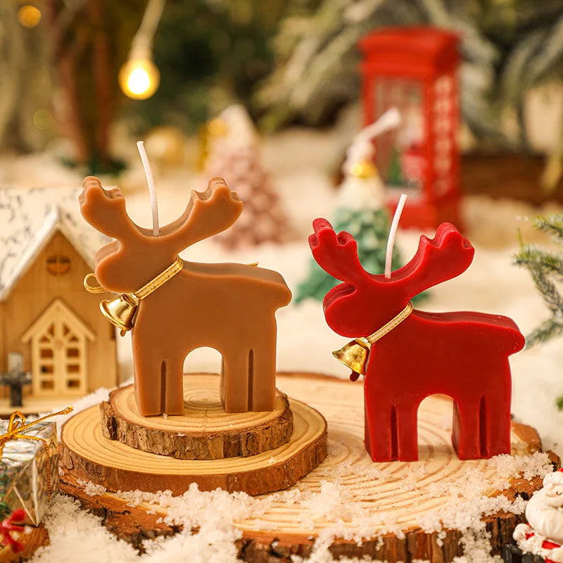 Bougie Cerf Noël Parfumée - Décoration Festive Aromathérapie