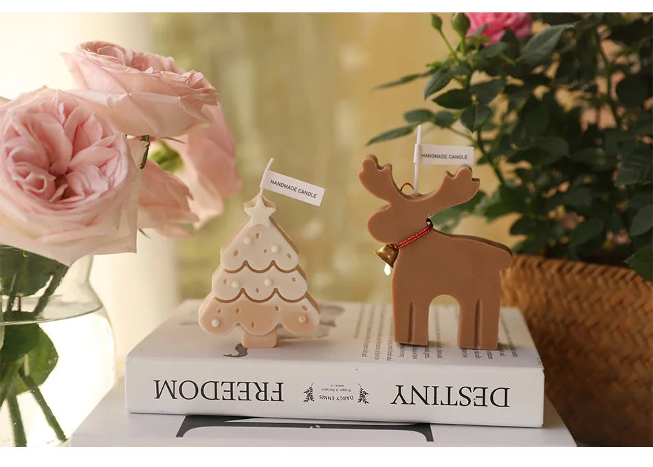 Bougie Cerf Noël Parfumée - Décoration Festive Aromathérapie