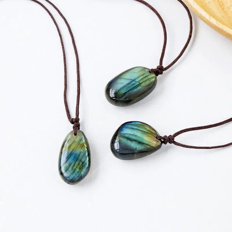 Collier Pendentif Labradorite Naturelle 30mm - Bijou Lithothérapie