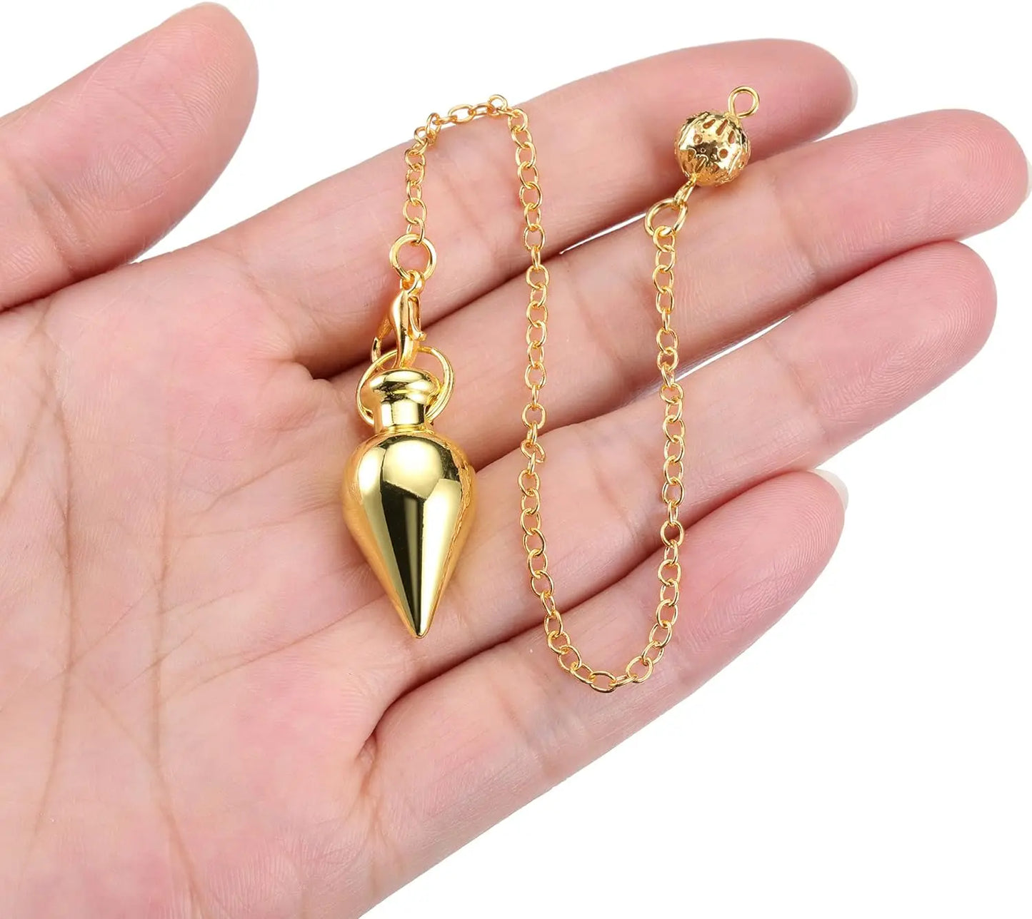 Pendule de radiesthésie en cuivre doré – Outil spirituel pour divination, Reiki et méditation énergétique