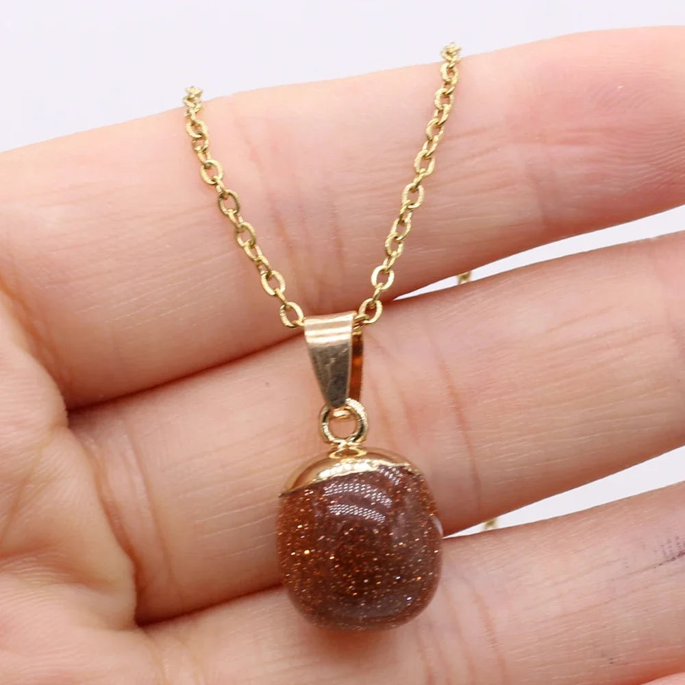 Collier Pendentif Pierre Naturelle Forme Haricot 40cm - Bijou Organique