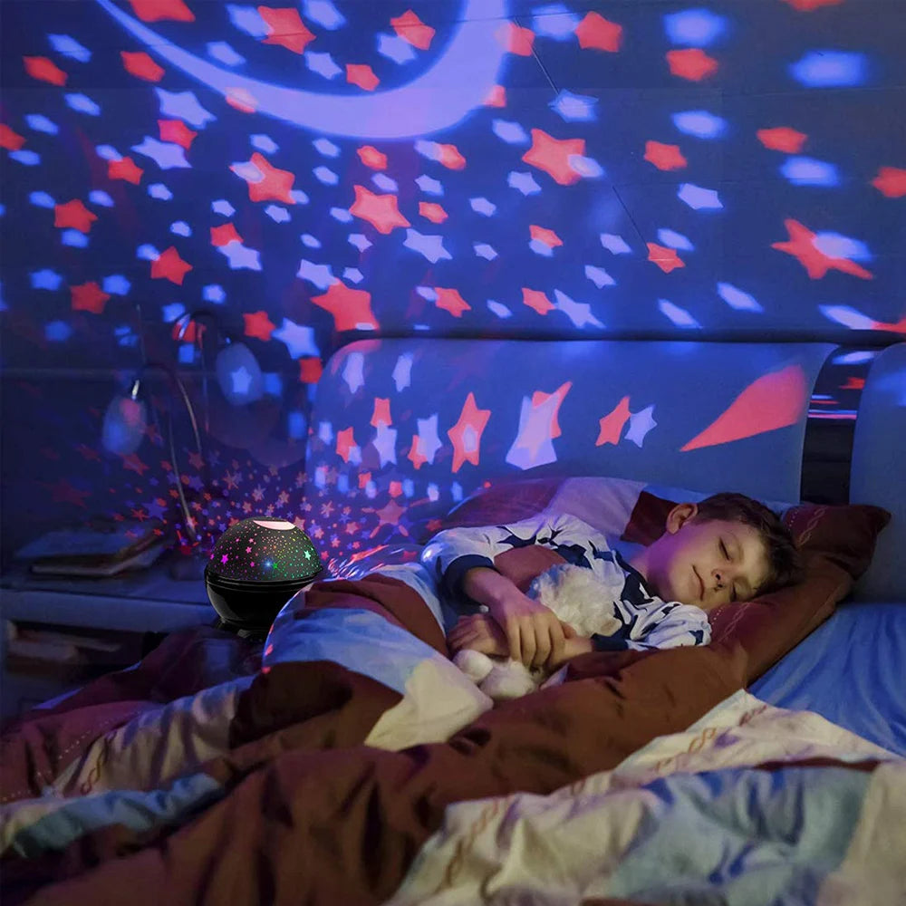 Projecteur Étoiles Enfants - Veilleuse Rotative Lune