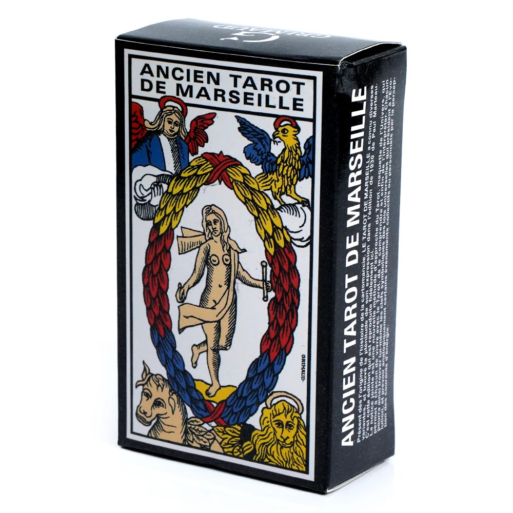 Tarot de Marseille Ancien – Jeu divinatoire français avec 78 cartes illustrées