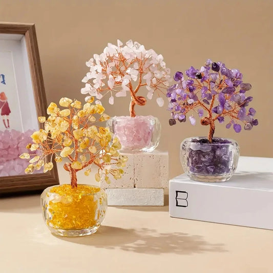 Arbre de Fortune en Cristal Naturel Feng Shui - Arbre de Vie Décoratif pour Prospérité et Harmonie