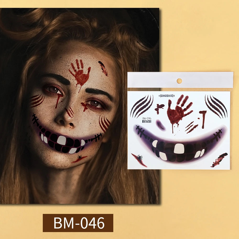 Faux Tatouages Cicatrices Halloween - Autocollants Temporaires Réalistes