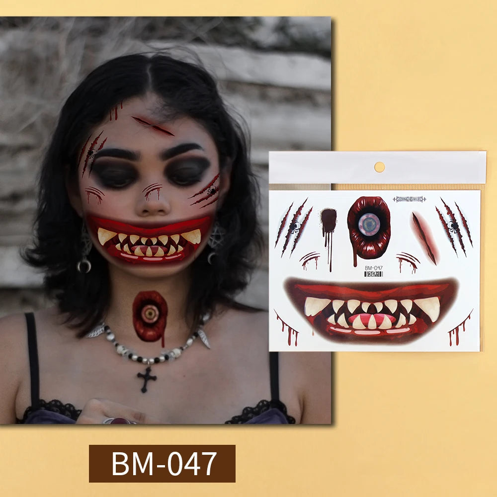 Faux Tatouages Cicatrices Halloween - Autocollants Temporaires Réalistes