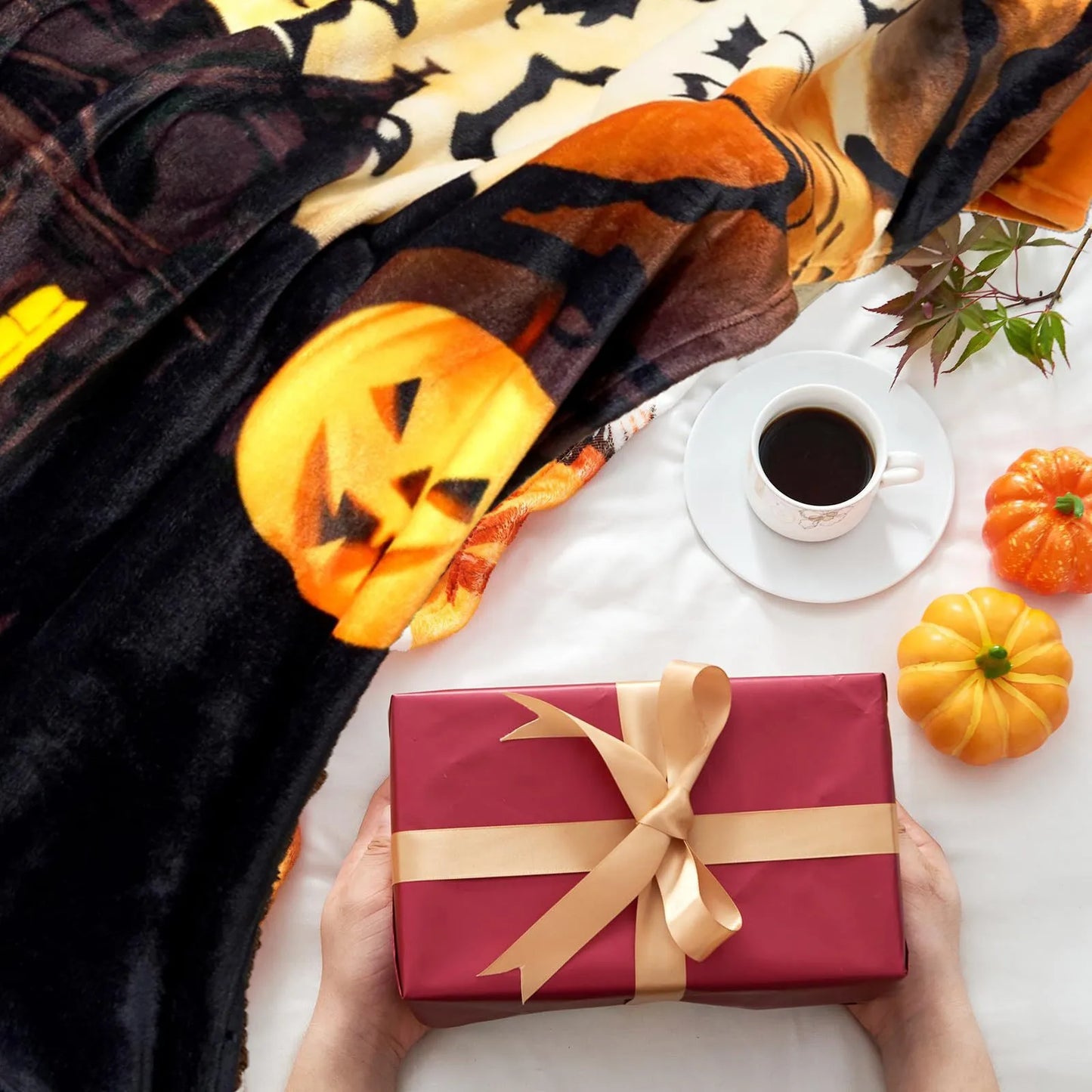 Couverture Halloween Flanelle Douce - Cocon Magique Automne 0.28kg