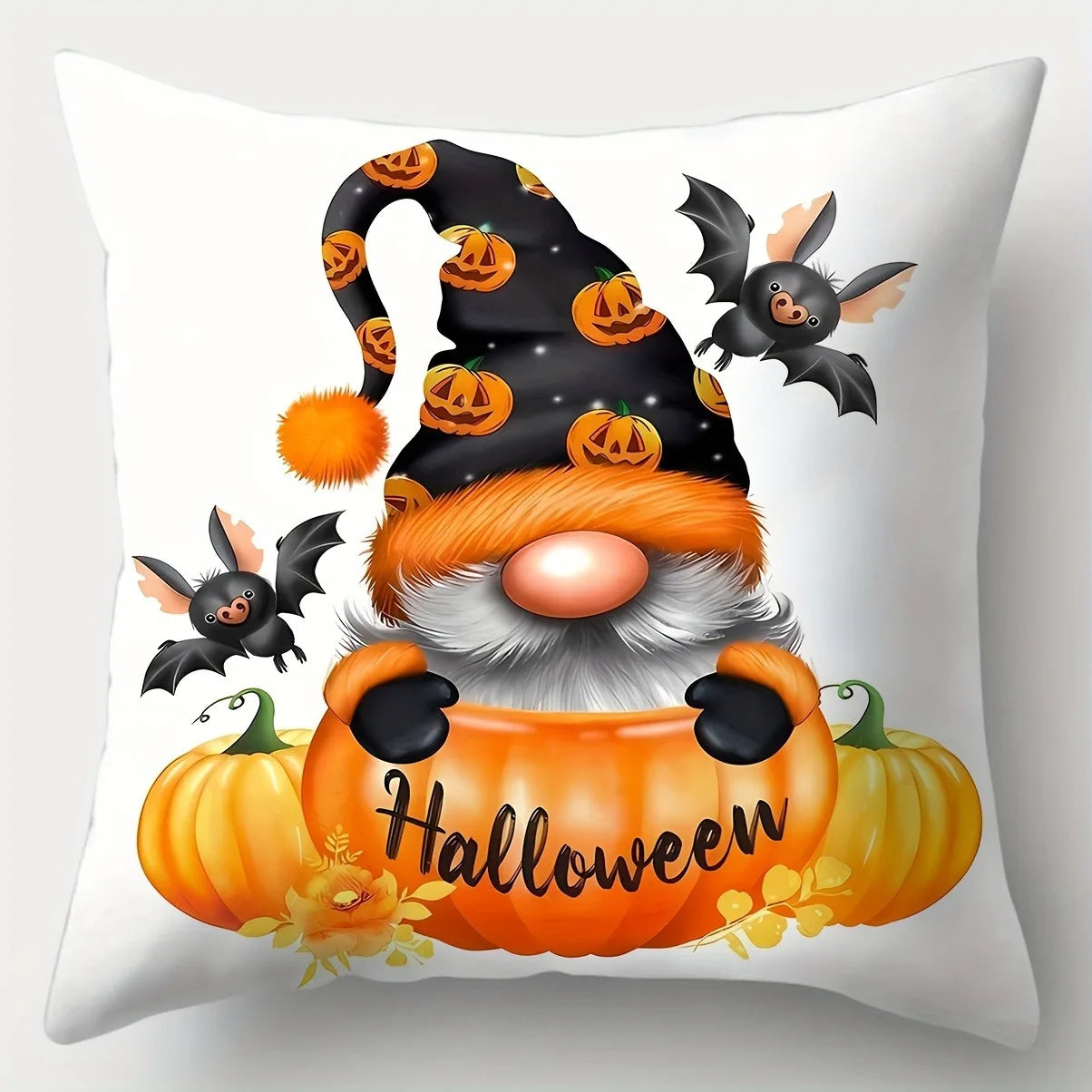 Taies Oreiller Halloween Sécurisées - Gnomes Citrouilles Décor Familial