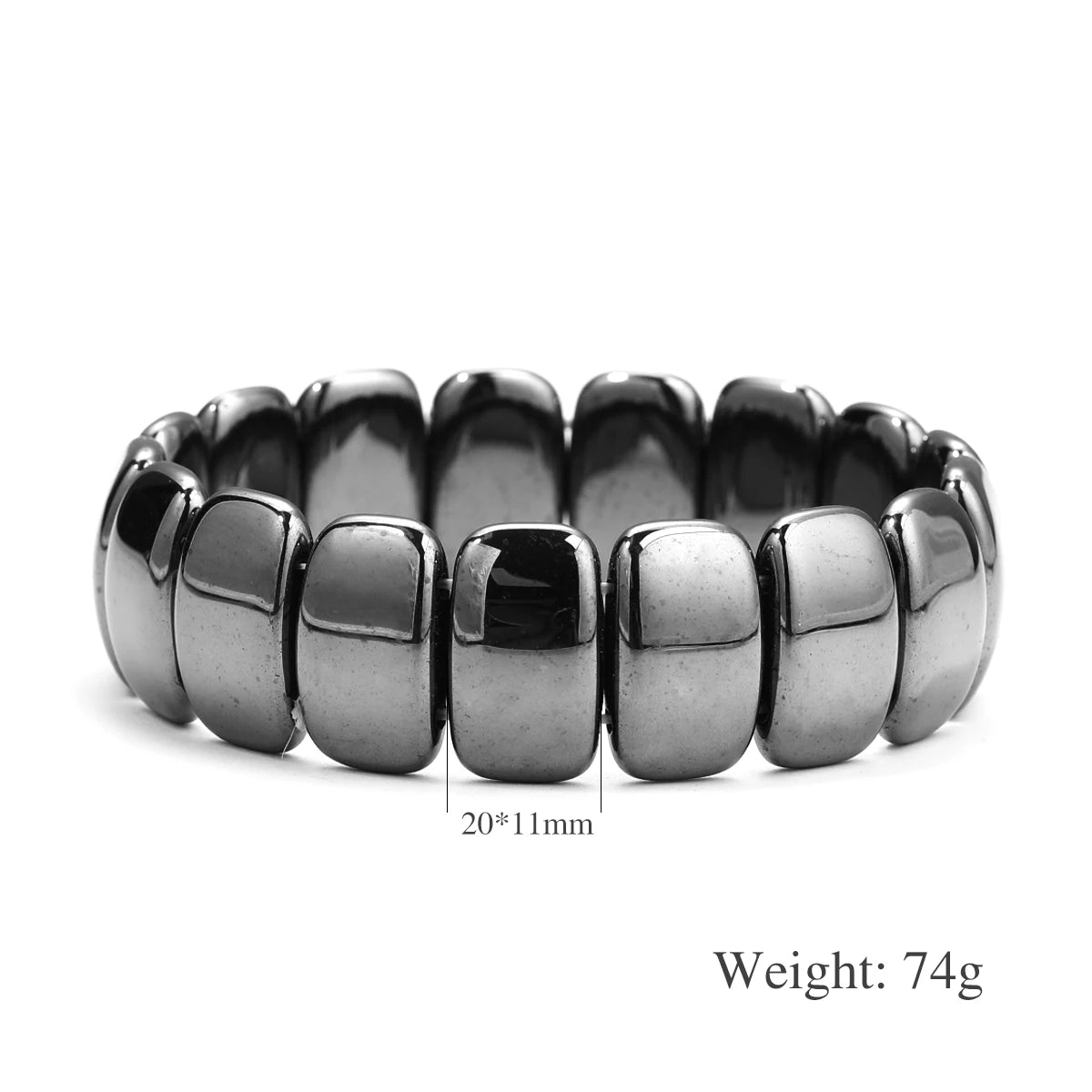 Bracelet Hématite Homme 18-19cm - Pierre Naturelle Magnétique