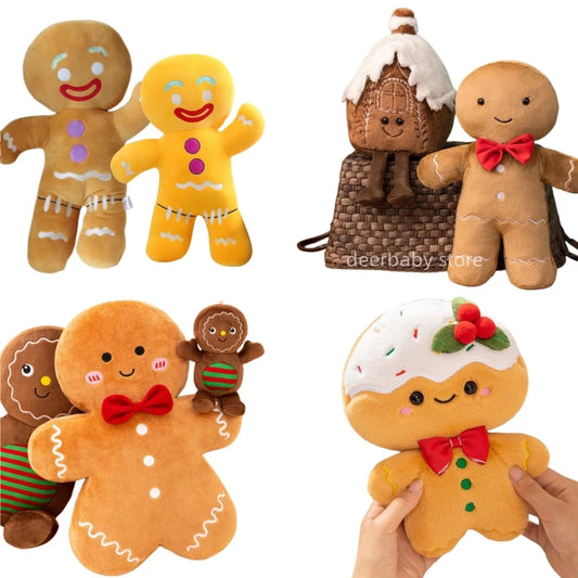 Bonhomme Pain d'Épice Peluche 38cm - Oreiller Décoratif Noël Magique