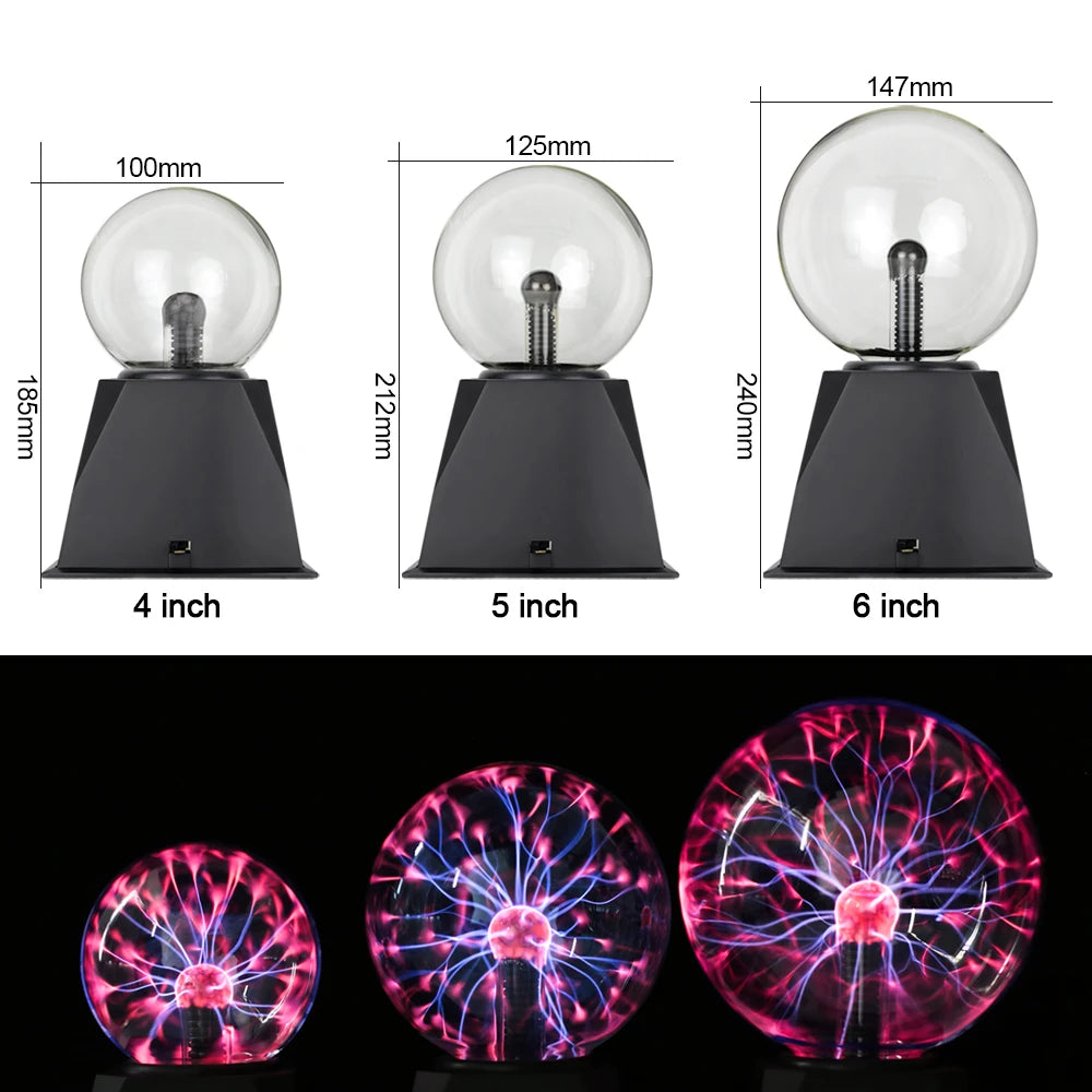 Boule de Plasma Cristal Magique LED - Veilleuse Enfant 3-8 Pouces