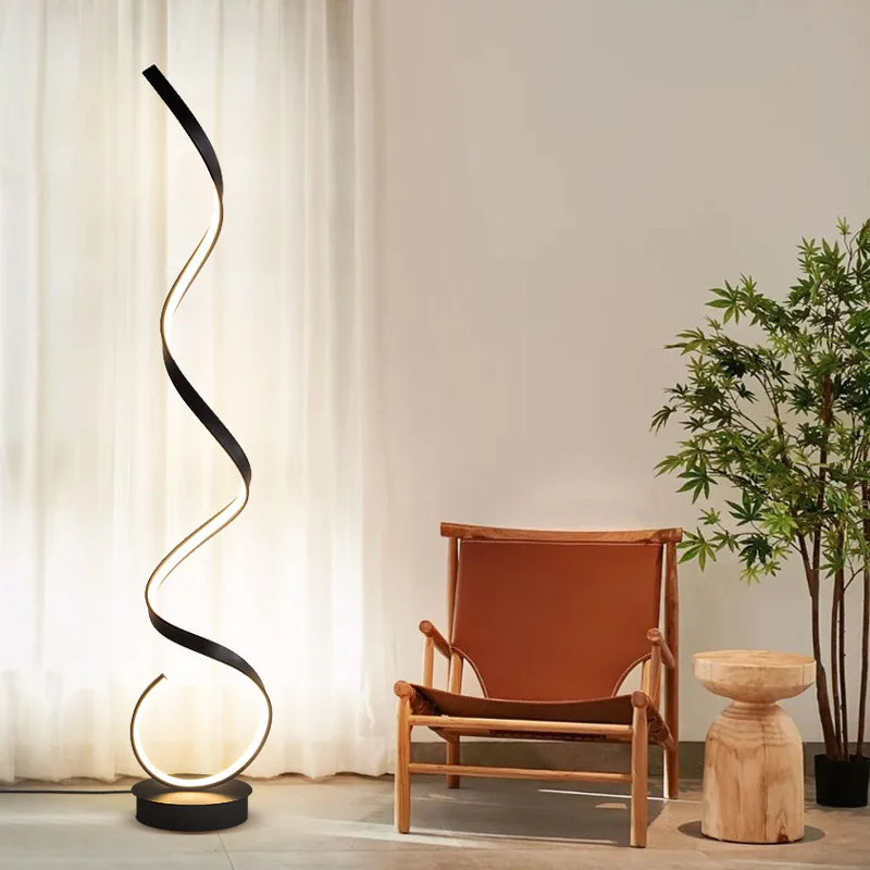 Lampadaire LED Spirale Aluminium - Éclairage Moderne Salon