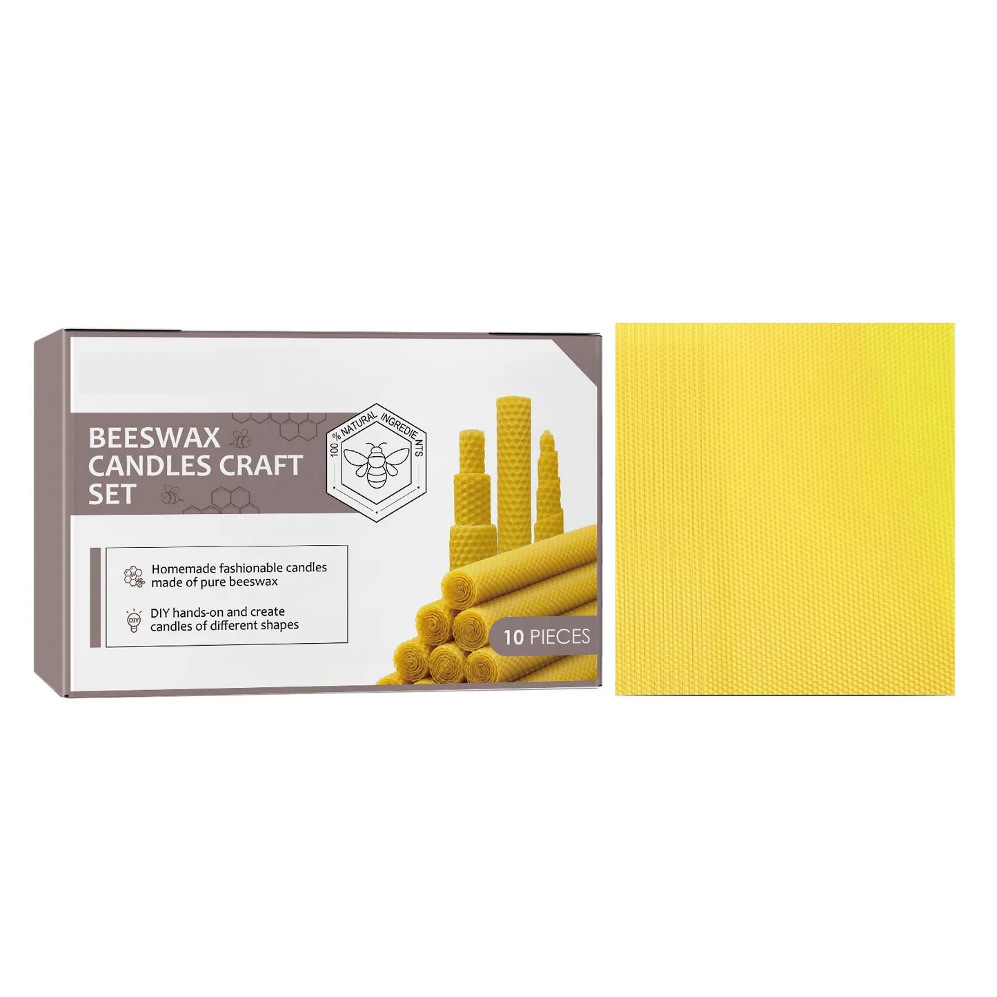 Bougies Cire d'Abeille Naturelle x10 - Artisanales Sans Parfum