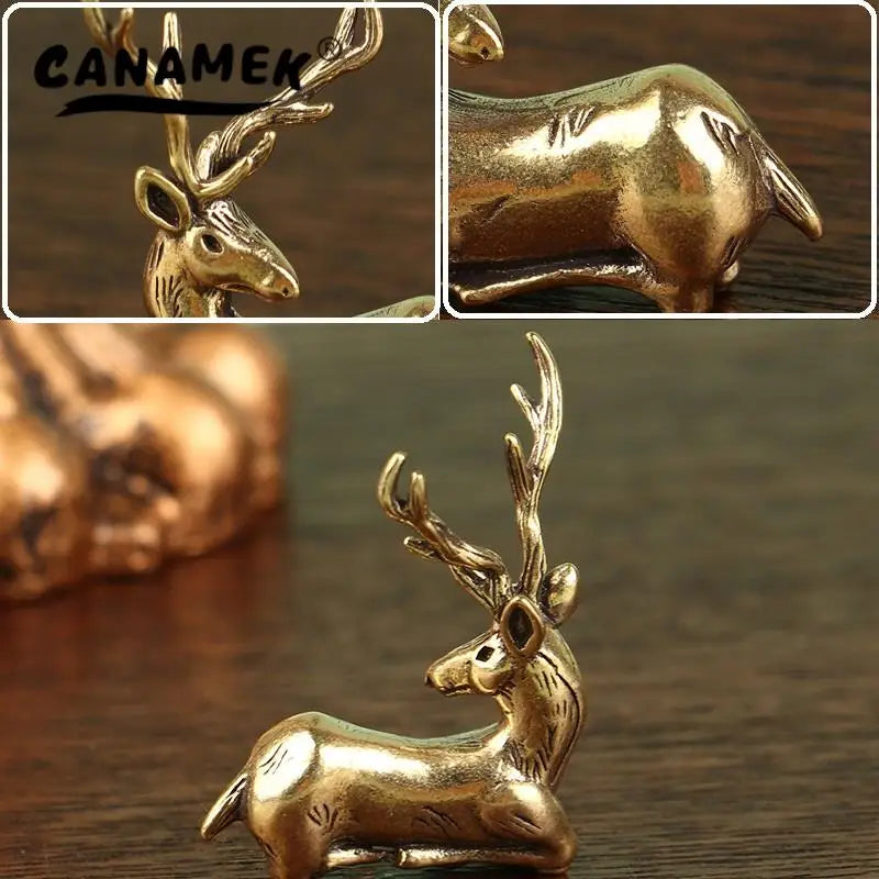 Figurine Cerf de Noël en Laiton - Votre Gardien Magique des Fêtes