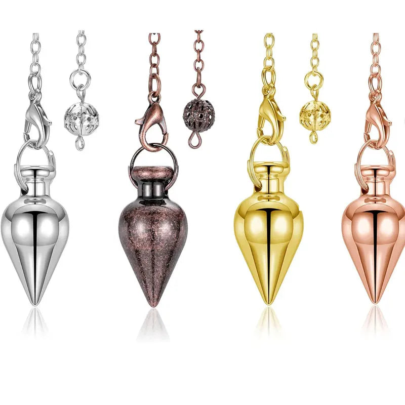 Pendule de radiesthésie en cuivre doré – Outil spirituel pour divination, Reiki et méditation énergétique