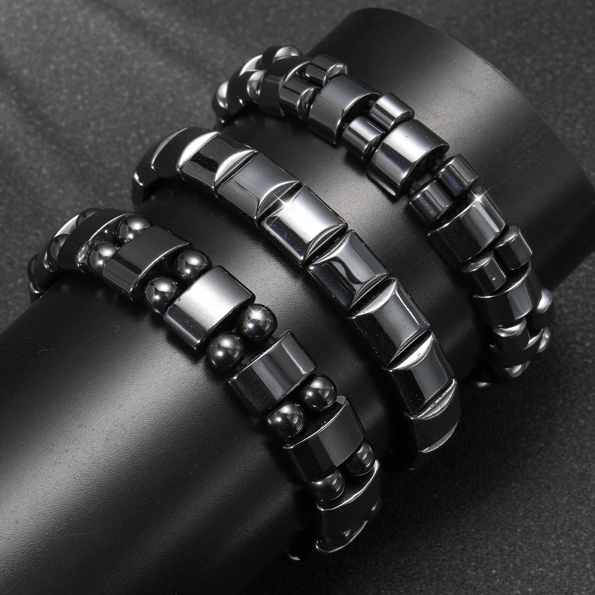 Bracelet Hématite Homme 18-19cm - Pierre Naturelle Magnétique