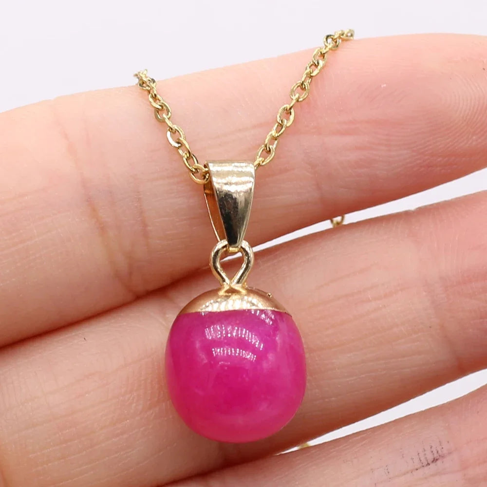 Collier Pendentif Pierre Naturelle Forme Haricot 40cm - Bijou Organique