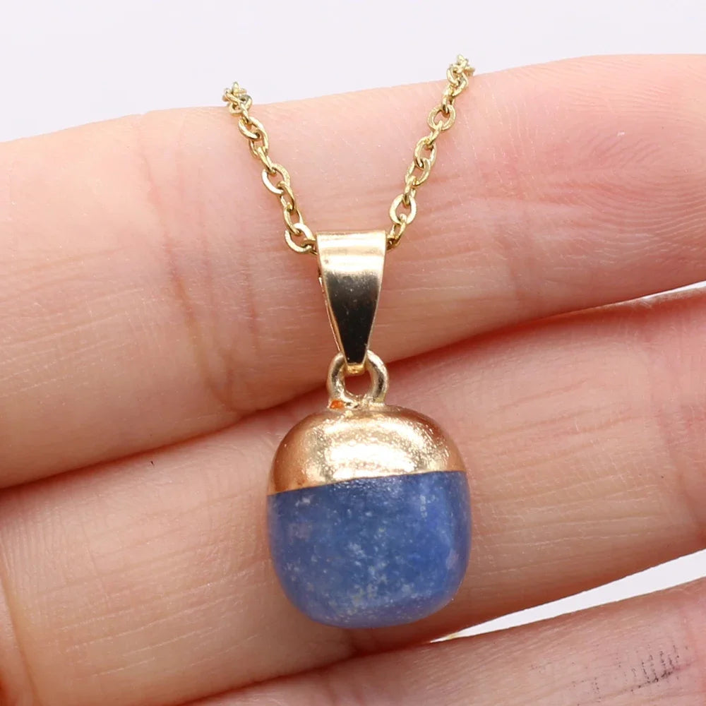Collier Pendentif Pierre Naturelle Forme Haricot 40cm - Bijou Organique