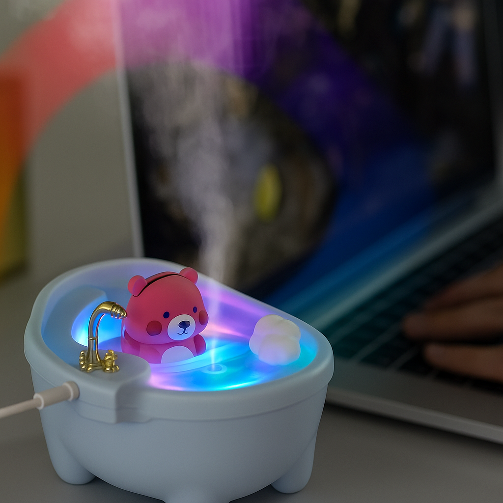 Humidificateur en forme de cœur avec éclairage LED coloré sans texte