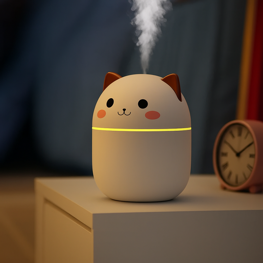 Humidificateur kawaii chat avec vapeur sans texte