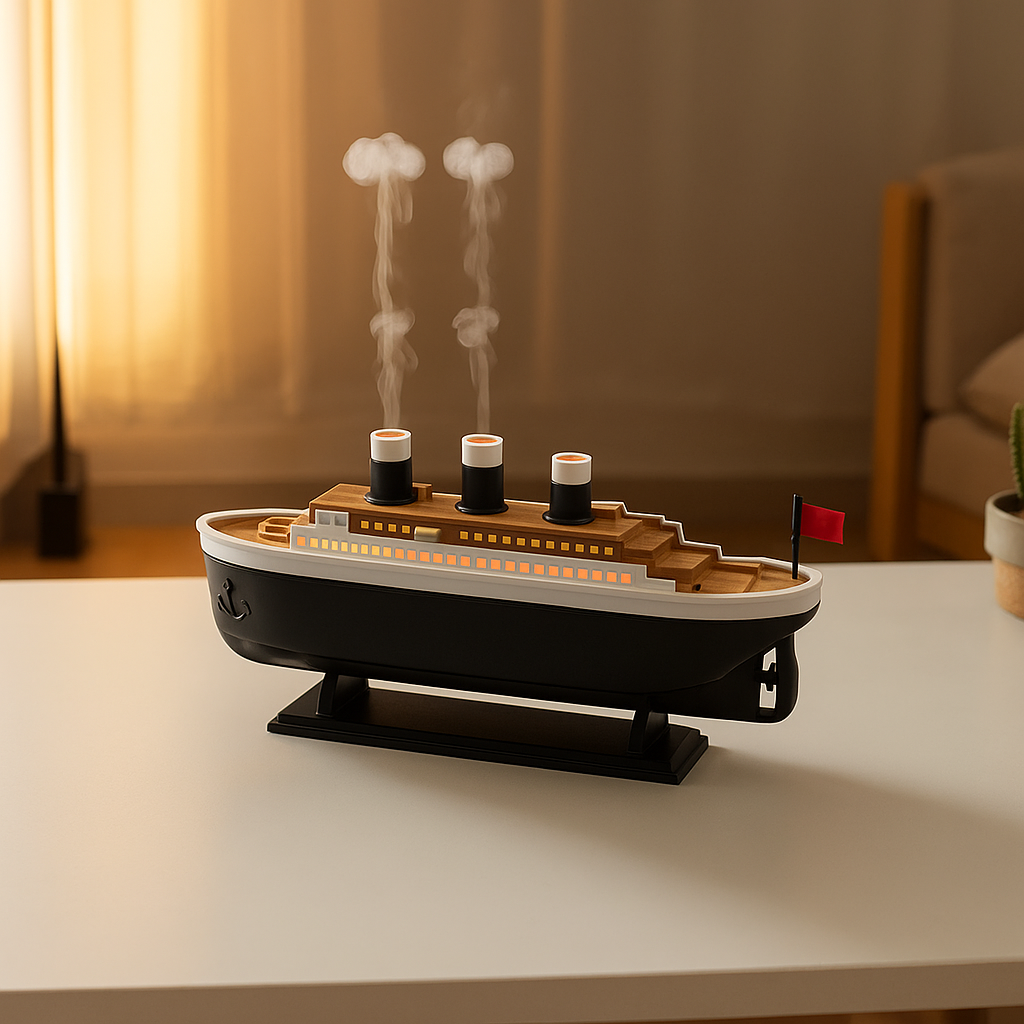 Humidificateur modèle Titanic avec vapeur des cheminées sans texte